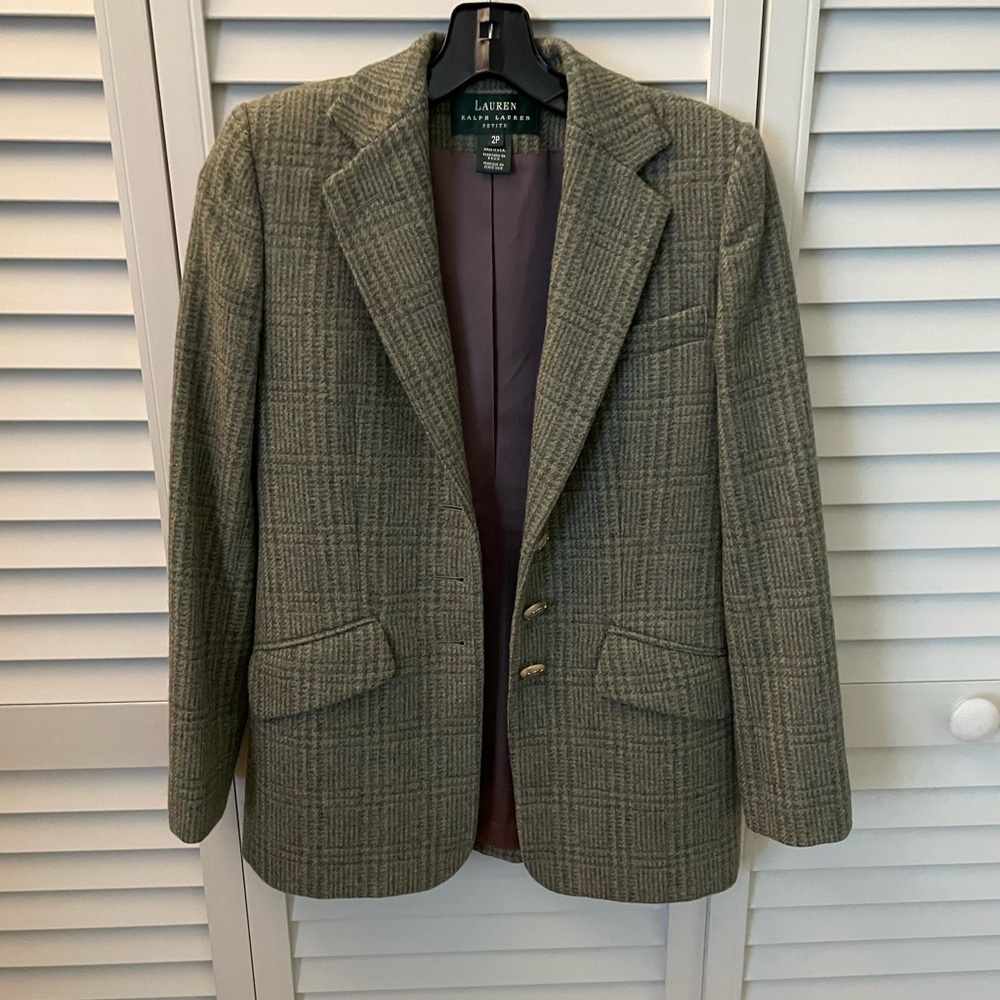 Lauren Ralph Lauren Gray Wool Blazer with Notched Lapels